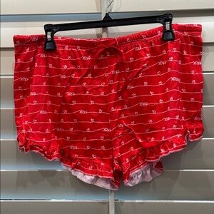 Red Heart Ruffled Edge Sleep Shorts